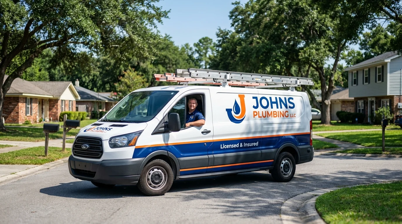 Johns Plumbing LLC service van in Goodwater, AL
