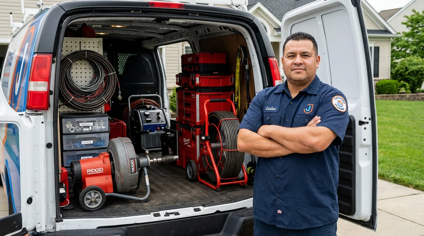 Professional drain cleaning equipment and Johns Plumbing LLC plumber in Goodwater
