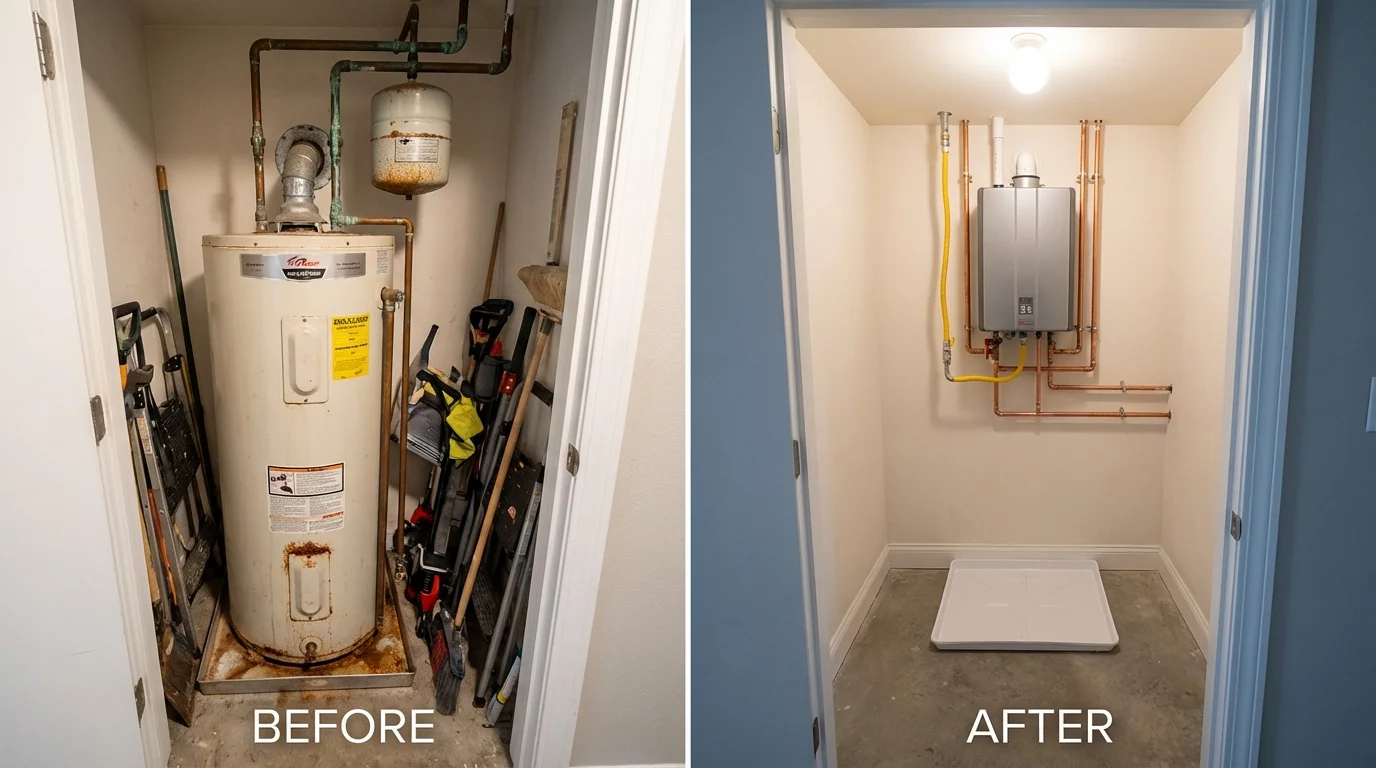 Tank water heater versus wall-mounted tankless unit comparison for Goodwater, AL homeowners