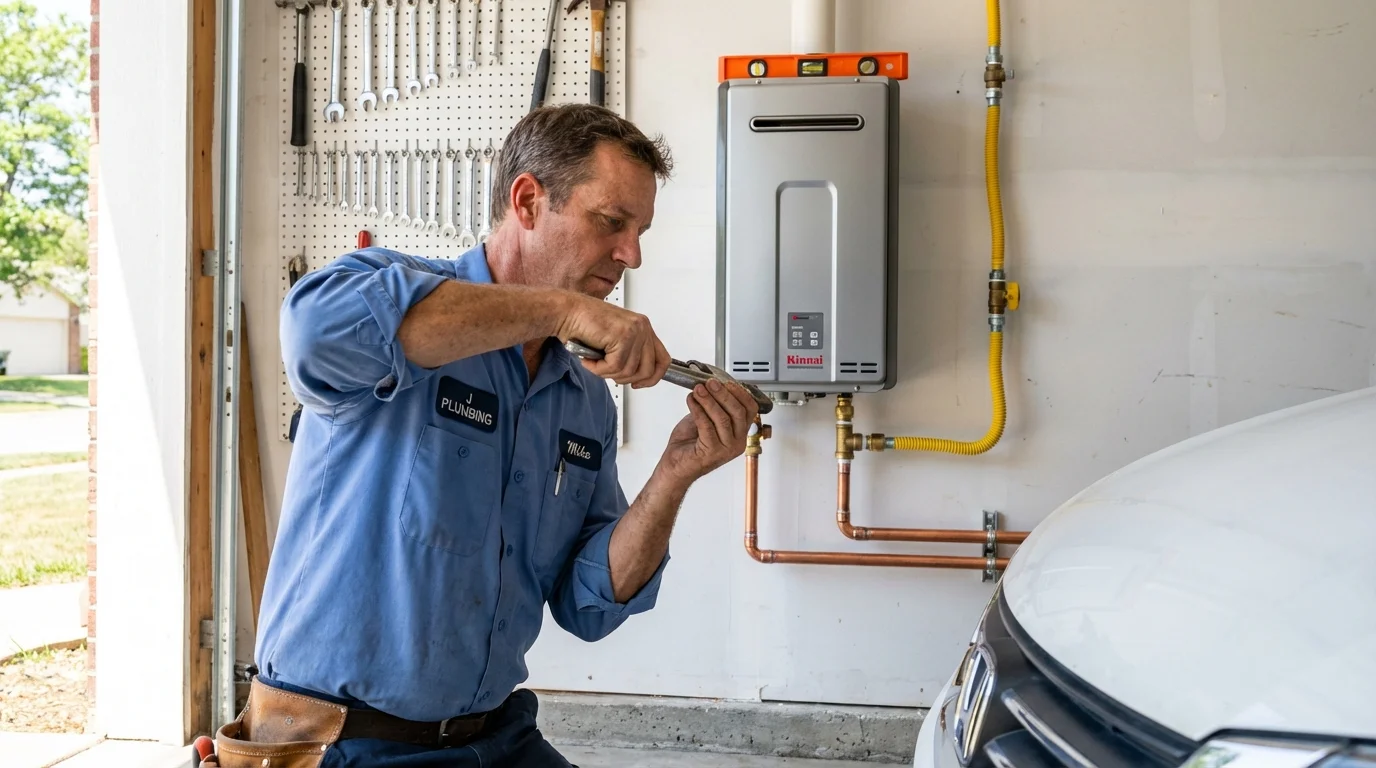 Tankless water heater installation by a Johns Plumbing LLC plumber in Goodwater